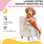 Fauteuil enfants canapé pour enfants avec dossier en forme ours, tissu en polaire teddy, 47 x 43 x 53 cm, beige-5