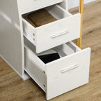 Bureau d'ordinateur, bureau informatique 120 x 55 cm avec plateau pour clavier, 3 tiroirs, pour chambre, domicile, blanc-7