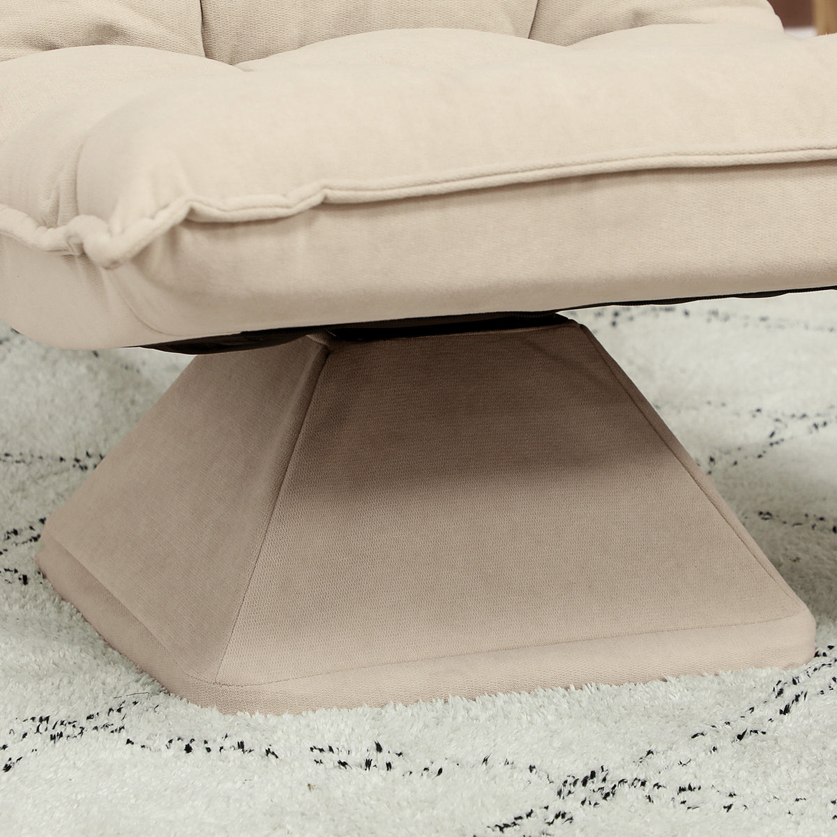 Fauteuil de sol paresseux fauteuil relax design capitonné inclinaison dossier réglable pivotant 360° revêtement lin beige-7