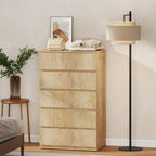 Commode 5 tiroirs meuble de rangement sans poignées design minimaliste 60 x 39 x 100 cm bois naturel-5