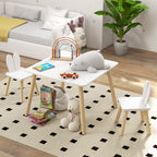 Ensemble table et 2 chaises enfant design scandinave motif oreille de lapin bois pin blanc-8