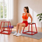 Boîte Entraînement Pliométrique Trapézoïdale en Acier, 3 Plateformes de Saut Antidérapantes 30,5/45,8/61 cm, Rouge-8