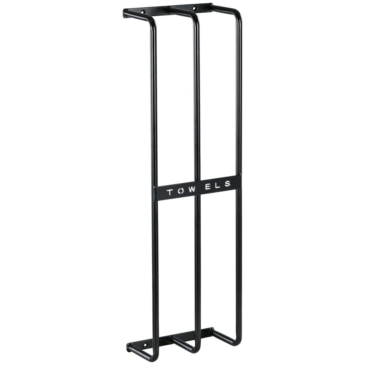 Porte serviettes mural 3 barres en métal noir - peut contenir jusqu'à 6 serviettes, dim. 21l x 12P x 74H cm-0