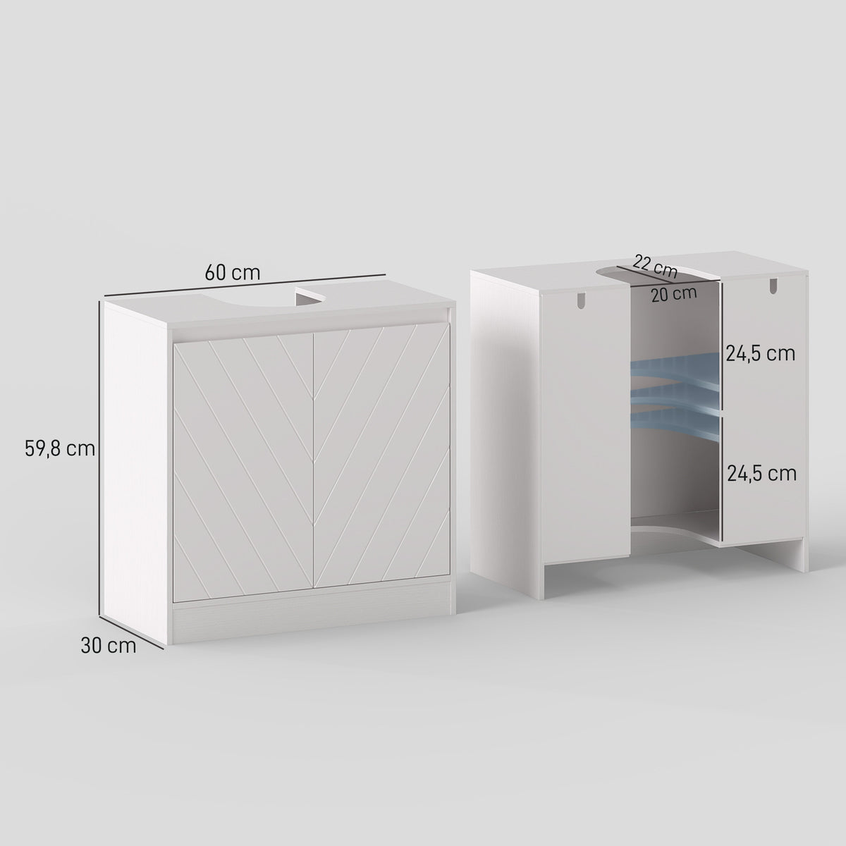 Meuble salle de bain sous Lavabo - meuble sous-vasque - placard 2 portes avec étagère blanc-2