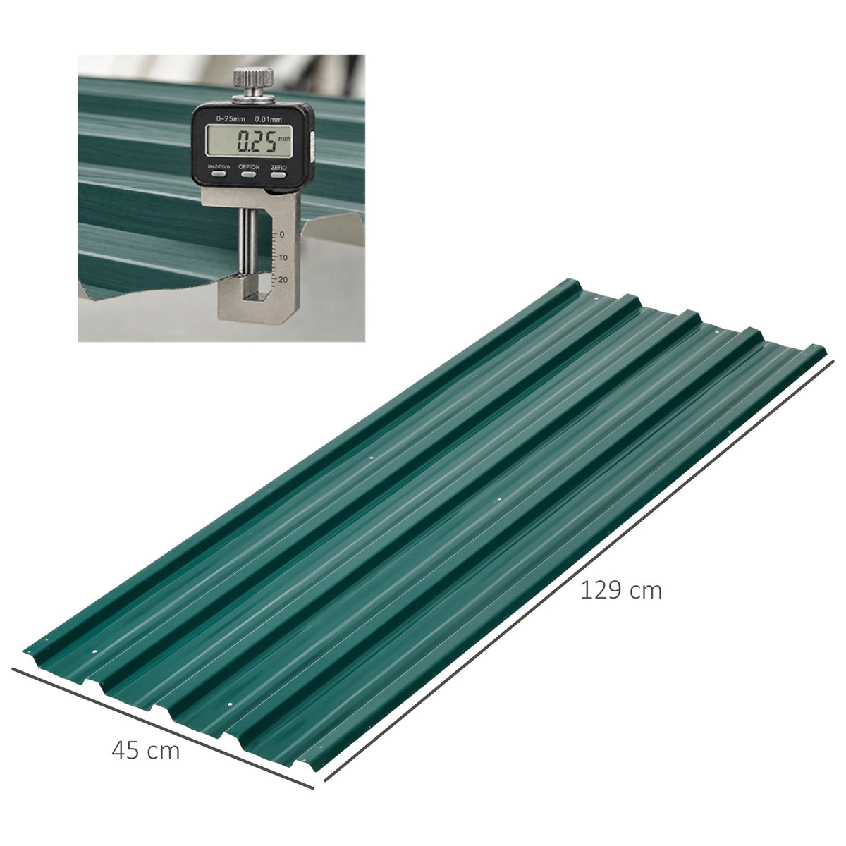 Lot de 12 panneaux en acier galvanisé Résistant aux Intempéries, vert, dim. d'un panneau 129L x 45l cm-2
