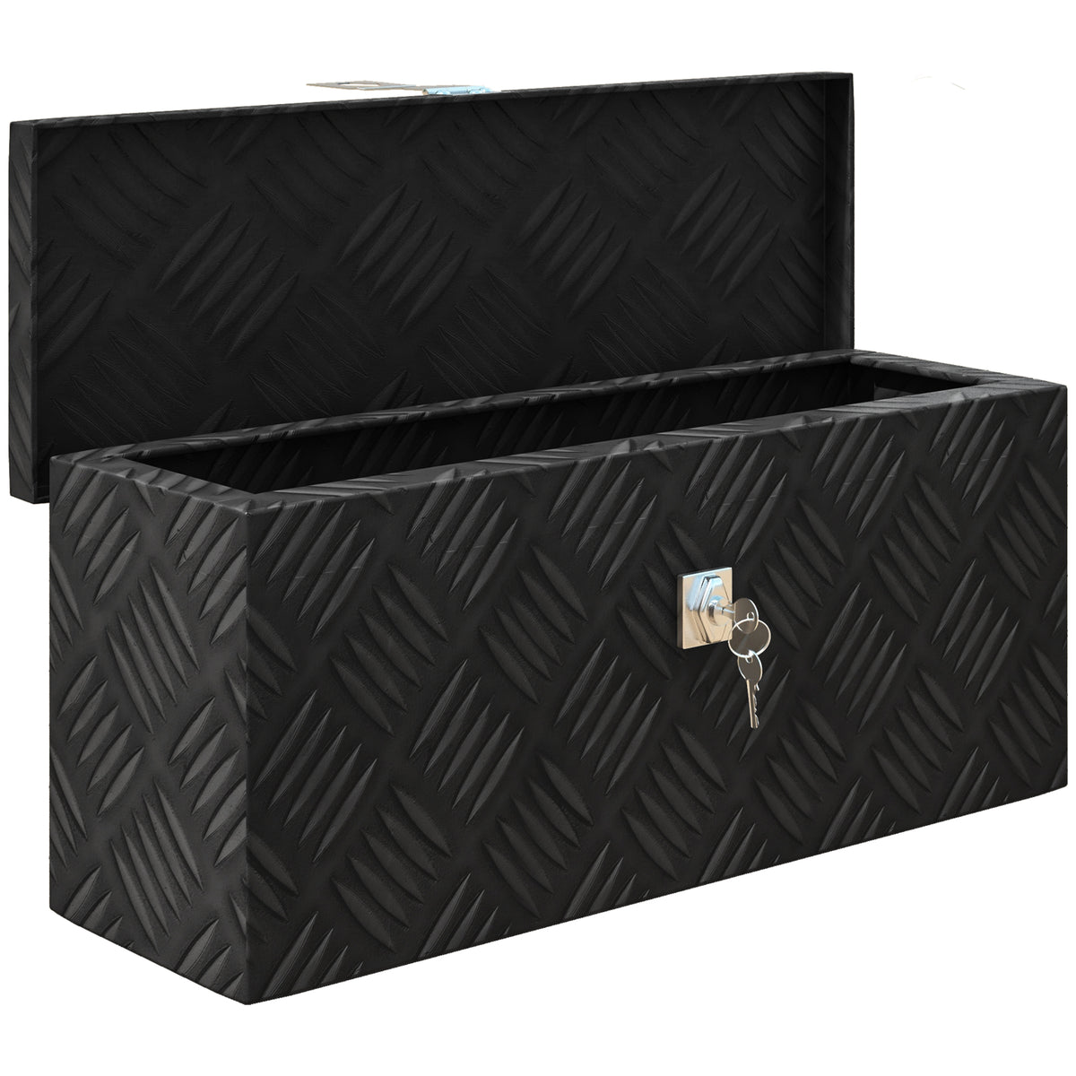 Boîte de rangement - boîte à outils en aluminium - alu. verrouillage clé - dim. 50L x 15,5l x 20,5H cm-0