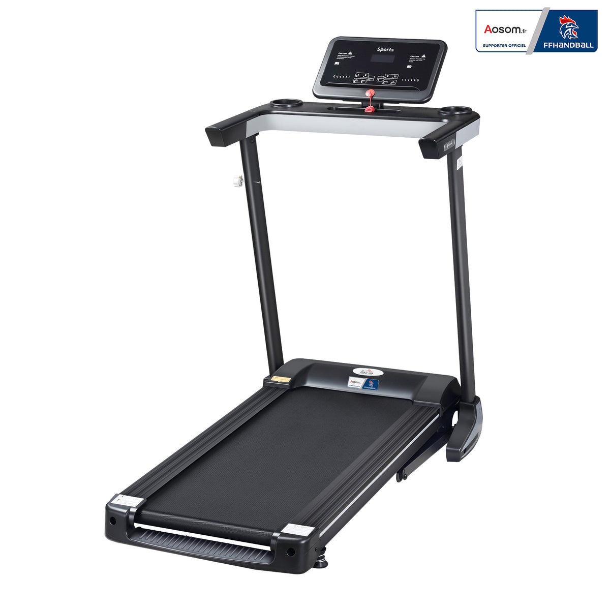 Tapis de Course Electrique Pliable - .fr x FFHandball - Tapis Roulant 1-12 Km/h 500 W écran LCD 12 programmes Noir-0
