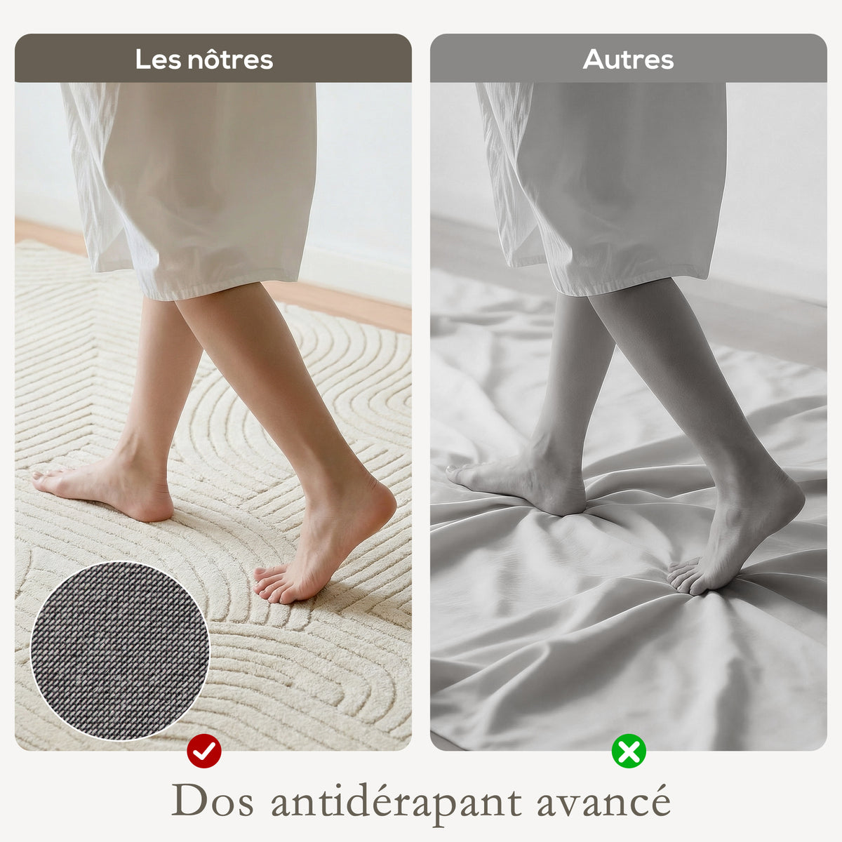 Tapis salon 200 x 140 cm, tapis à poils épais géométrique, moelleux et antidérapant, crème-4