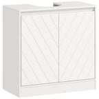Meuble salle de bain sous Lavabo - meuble sous-vasque - placard 2 portes avec étagère blanc-0