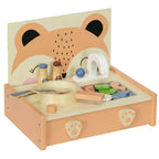 Mini-cuisine en bois jouet enfant avec 12 accessoires poêle spatule condiments fruits légumes - pour 3-5 ans --0