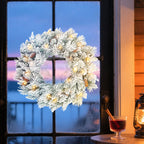 Couronne de Noël lumineuse 60 cm avec 35 LED blanc chaud, minuterie, 98 pointes, pommes de pin, vert et blanc-9