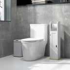 Meuble de salle de bain support papier toilette avec placard et étagères réglables 20 x 20 x 80 cm blanc-9