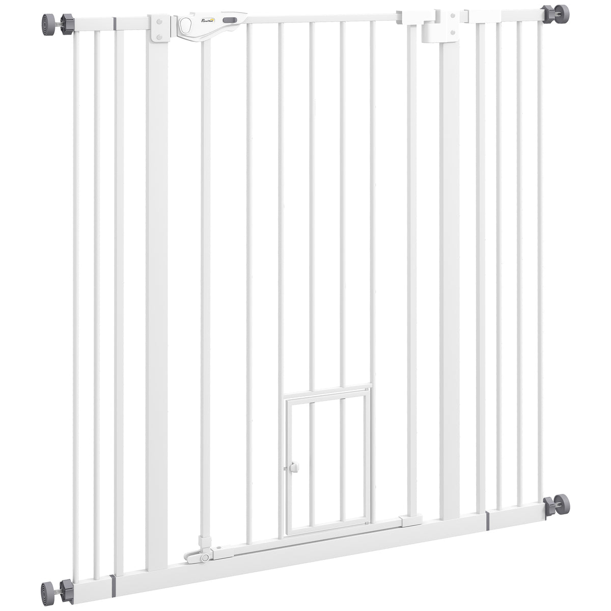 Barrière de sécurité animaux de 104,1H cm avec porte fermeture automatique système de double verrouillage blanc-0