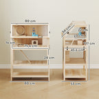 Cage pour hamster habitat pour rongeur 3 étages avec panneau acrylique et roue 80x53x117cm effet bois naturel-2