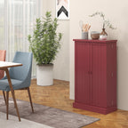Armoire meuble de cuisine garde-manger 2 portes avec 5 étagères et 12 porte-épices - 60 x 30 x 104 cm - rouge-9