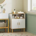 Meuble de salle de bain, meuble de rangement avec 2 portes, compartiment ouvert, étagère réglable, 60x29,5x76,5cm, blanc-9