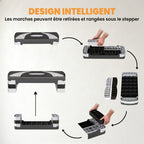 Stepper Fitness Aérobic hauteur réglable 10/15/20 cm surface antidérapante 80 x 31 x 20 cm plastique noir gris-4