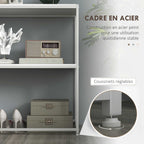 Table console en acier 2 étagères design moderne pour salon entrée couloir 100 x 30 x 87 cm blanc-4