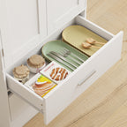 Buffet haut cuisine, armoire de cuisine, 2 portes, 8 porte-épices, 2 tiroirs, étagères réglables, 60x40x159cm, blanc-8