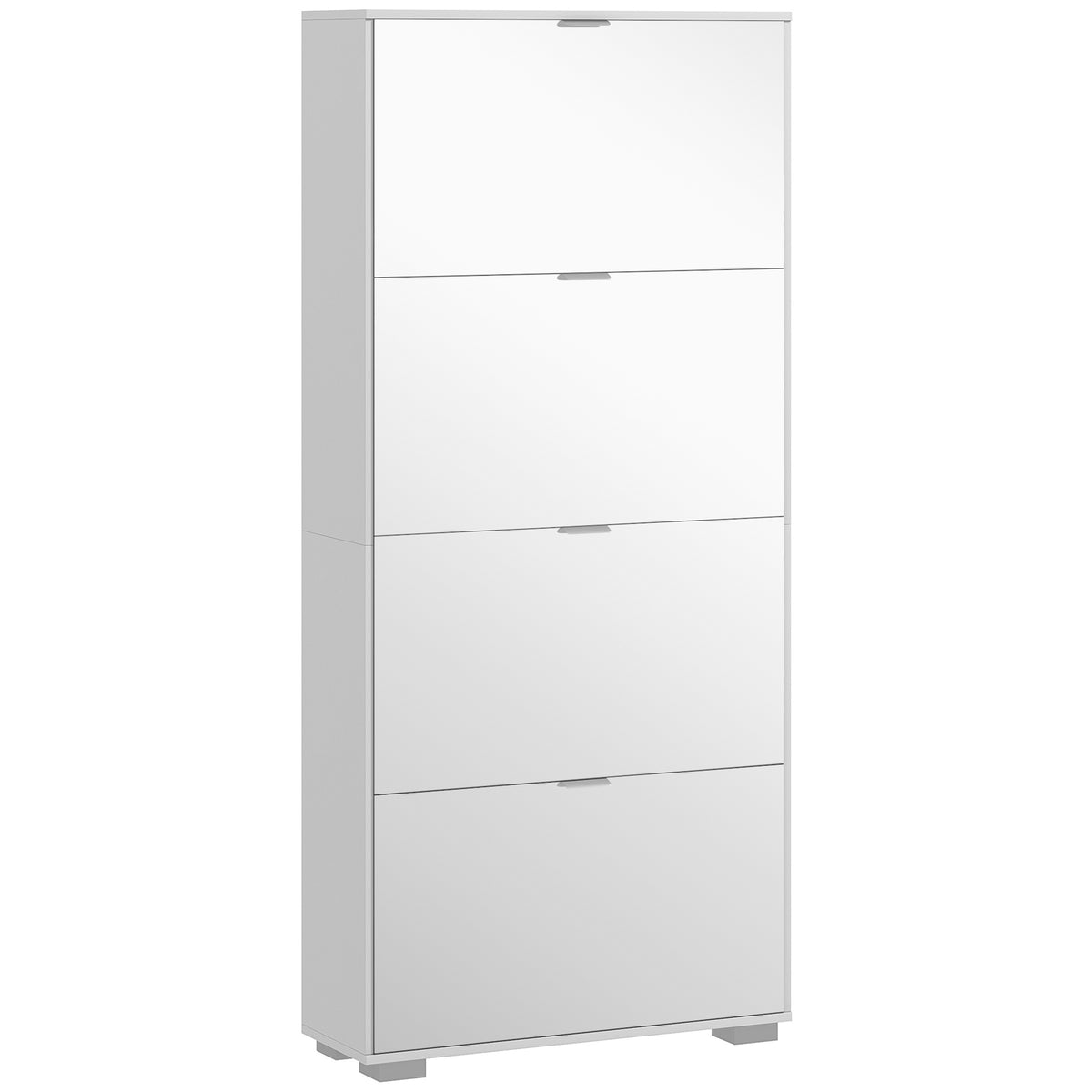 Meuble à chaussures 2 en 1 façades miroir 4 portes abattants, étagères réglables, jusqu'à 24 paires, 76l x 26P x 168H cm-0
