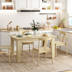 Table de salle à manger pour 6 personnes en bois aspect naturel et blanc, dim. 140L x 90l x 75H cm-5