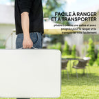 Table Pliante Table de Camping Table de Jardin Hauteur réglable Aluminium MDF Blanc-3