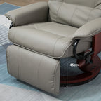 Fauteuil relax inclinable repose-pieds réglable pivotant 360° piètement bois revêtement PU respirant et doux gris-6