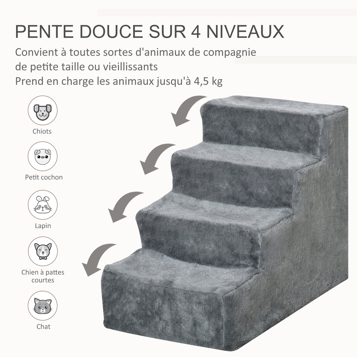Escalier pour chien à 4 marches escalier pour chat échelle antidérapante pour animaux de compagnie-3