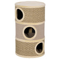 Tonneau à Gratter pour Chat Arbre à Chat Sisal Naturel et Herbiers Marins Recouvert de Peluche 45 x 45 x 79cm Kaki Café-0