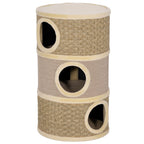 Tonneau à Gratter pour Chat Arbre à Chat Sisal Naturel et Herbiers Marins Recouvert de Peluche 45 x 45 x 79cm Kaki Café-0