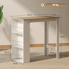 Table de bar table haute de cuisine mange-debout comptoir 112L x 57l x 106H cm - 3 étagères - aspect chêne clair blanc-2