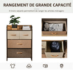 Meuble de Rangement chiffonnier 4 tiroirs en Tissu 58 x 29 x 78,5 cm multicolore-4