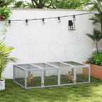Clapier cage à lapins extérieur intérieur 2 portes supérieures 181L x 100l x 48H cm bois massif gris-1