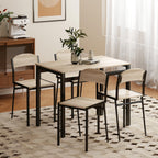 Ensemble table à manger 5 pièces avec 4 chaises lateau MDF coloris bois de chêne châssis métal noir-1