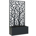 Jardinière avec treillis, bac à fleurs pour plantes grimpantes, légumes, fleurs en métal 61 x 23 x 113 cm noir-0