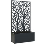 Jardinière avec treillis, bac à fleurs pour plantes grimpantes, légumes, fleurs en métal 61 x 23 x 113 cm noir-0