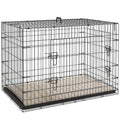 Cage caisse de transport pliante pour chien poignée, plateau amovible, coussin fourni 105 x 70 x 75 cm noir-0