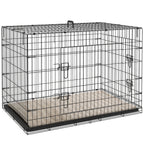 Cage caisse de transport pliante pour chien poignée, plateau amovible, coussin fourni 105 x 70 x 75 cm noir-0
