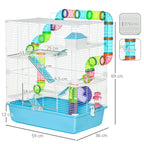 Grande cage pour hamsters cage pour rongeur 5 niveaux avec tunnels abreuvoir roue maisonnette échelles dim. 59L x 36l x 69H cm-2