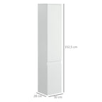 Meuble colonne rangement salle de bain 2 placards 3 étagères réglables style contemporain 30 x 28 x 152,5 cm blanc-2