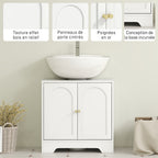 Meuble sous lavabo salle de bain avec placard à portes et étagère réglable, pour bassin avec ou sans pédestal, blanc-6