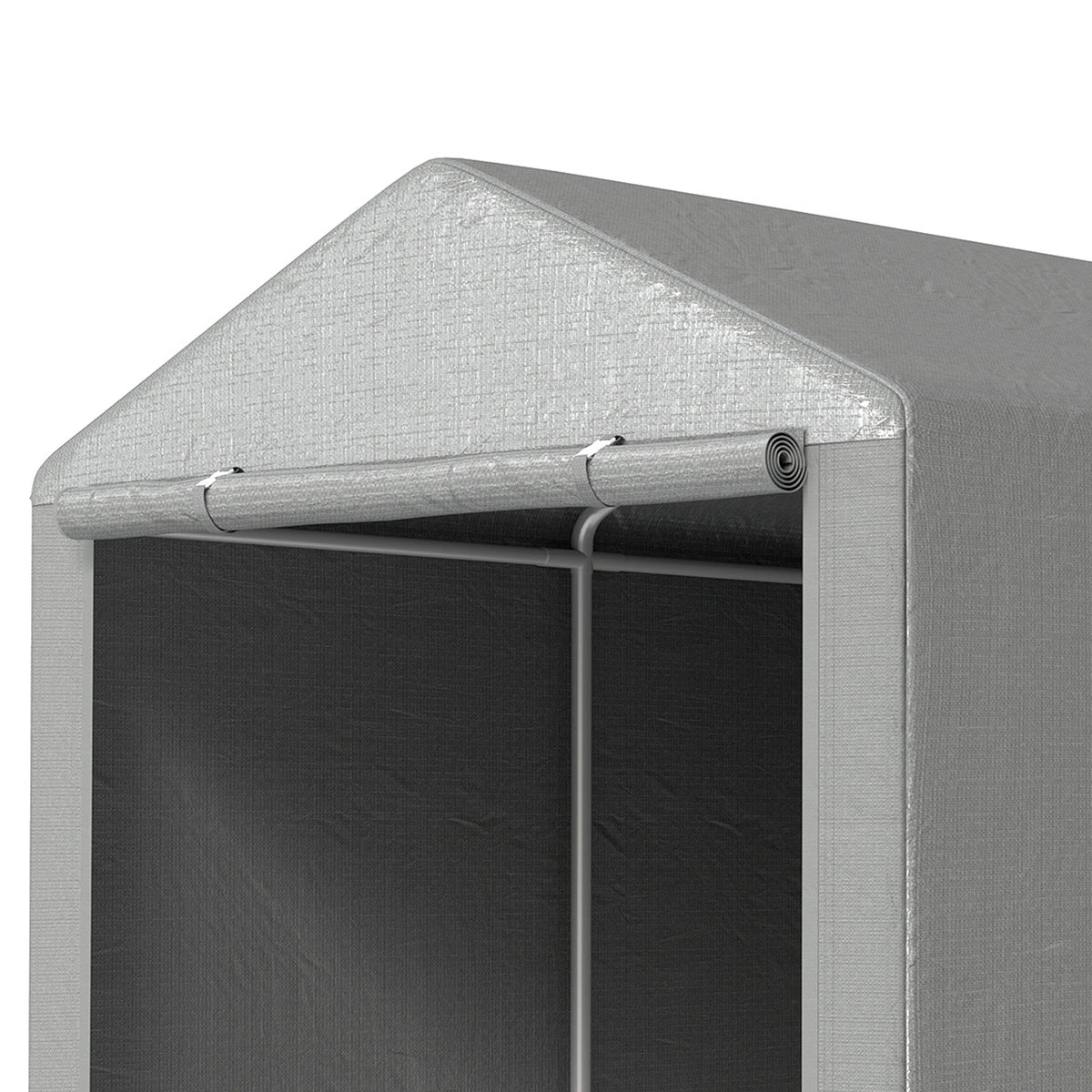 Abri de jardin tente de stockage imperméable abri moto porte enroulable fermeture éclair, 160 x 218 x 172 cm, gris clair-8