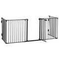 Barrière de sécurité parc enclos chien modulable pliable porte intégrée 300L max. x 74,5H cm métal PP noir-0