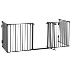 Barrière de sécurité parc enclos chien modulable pliable porte intégrée 300L max. x 74,5H cm métal PP noir-0
