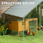 Poulailler, grand poulailler en métal avec couverture imperméable et anti-UV, cage pour 5-8 poules, 3 x 1,7 x 1,9m-4