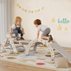 8 en 1 Triangle escalade enfants, arc d'escalade, rampe double-face pour grimper & glisser, 279 x 80 x 69 cm, gris-1