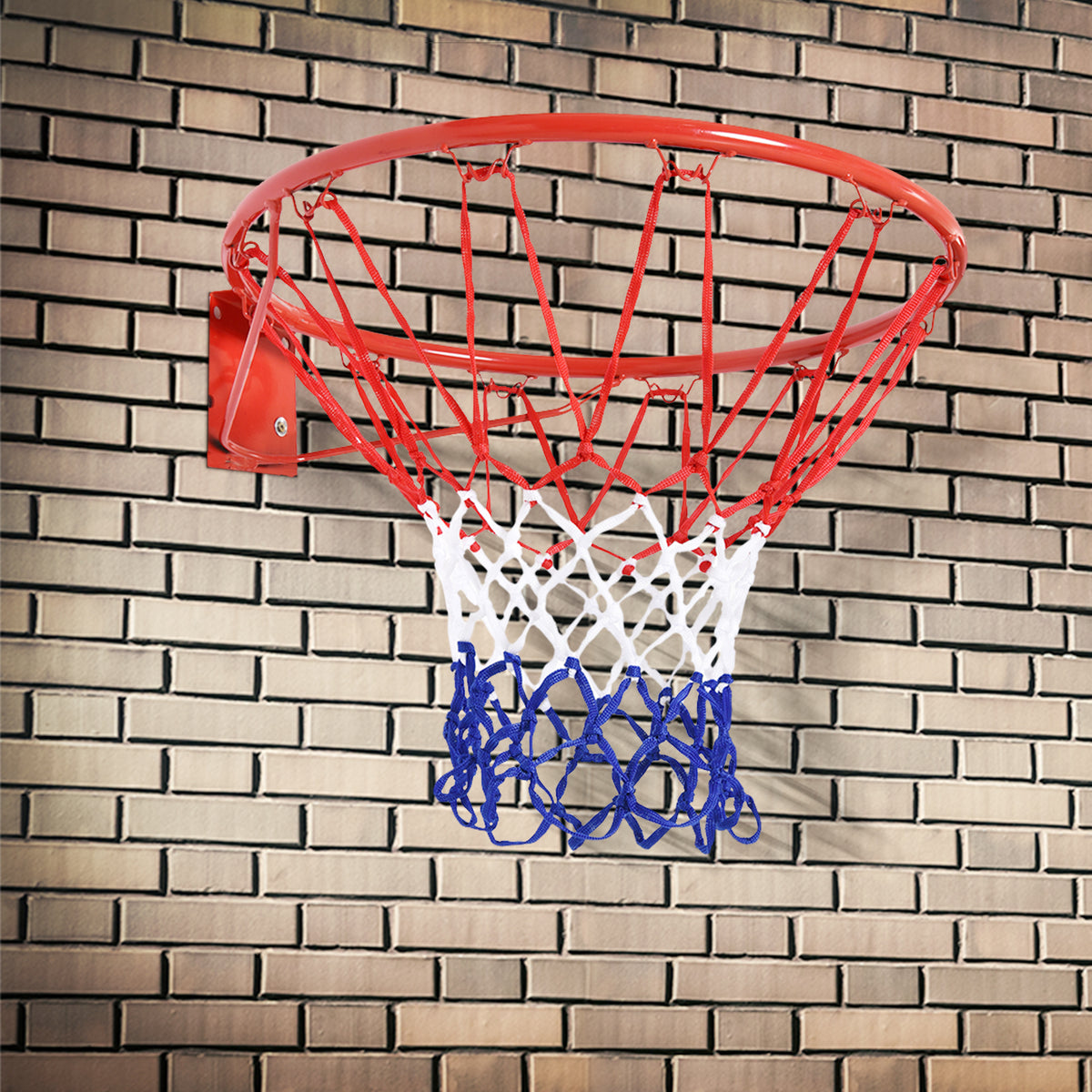 Panier de basket, anneau de basketball avec filet, suspendu mural intérieur et extérieur, Ø 46 x 46 cm, rouge-1