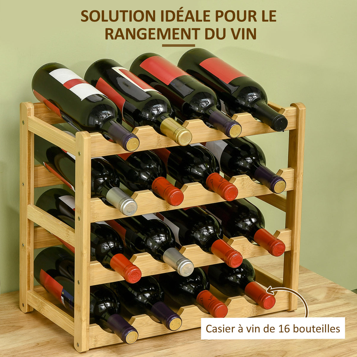Range-bouteilles casier porte-bouteilles en bois de bambou 4 niveaux 16 bouteilles 43 x 23,5 x 38 cm bois naturel-4