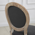Lot de 2 Chaises de Salle à Manger, Chaises Médaillon Style Louis XVI, Assise et Dossier Rembourrés en Effet Lin, Gris-9