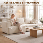 Canapé 3 places en chenille 248 cm, canapé salon moderne, large assise rembourrée, coussins à ressorts, beige-5